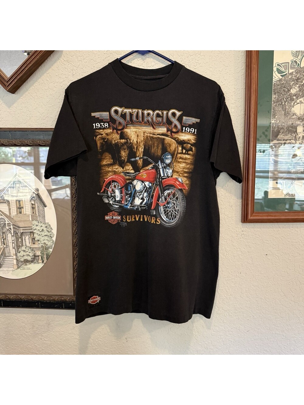 Vintage 1991 Harley-Davidson 3D Emblem Sturgis Black Hills Rally Survivors Large